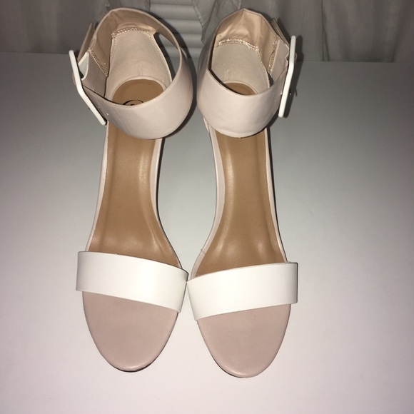 Cream and Beige Heeled Sandals - Picture 3 of 5
